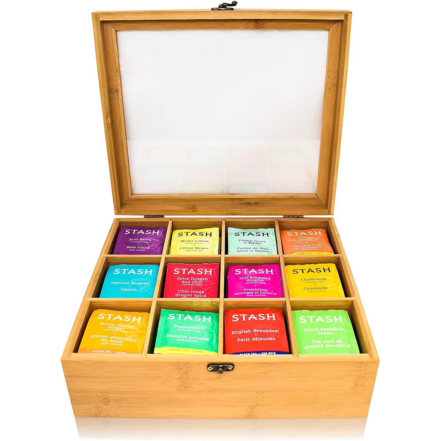 Natural Bamboo Tea Bag Organizer Box