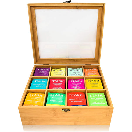 Natural Bamboo Tea Bag Organizer Box