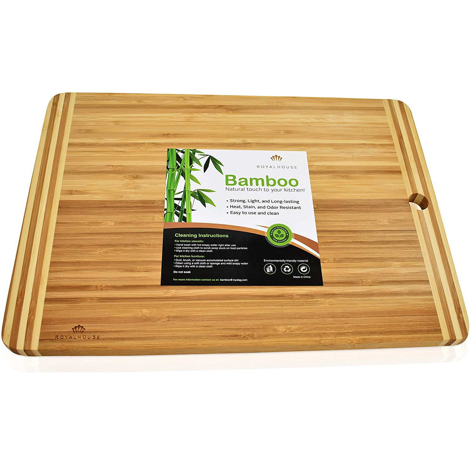 RoyalHouse Large Premium Natural Bamboo Bread Cutting Board with Crumb  Tray, Bread Serving Tray for Kitchen