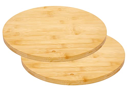 Natural Bamboo Round Cutting Board for Kitchen (Pack of 2)