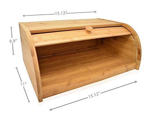 Natural Bamboo Roll Top Bread Box - Thumbnail 3