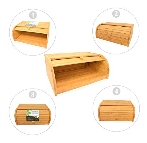 Natural Bamboo Roll Top Bread Box - Thumbnail 2
