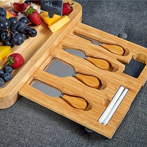RoyalHouse Large Bamboo Bread Cutting Board with Crumb Tray 