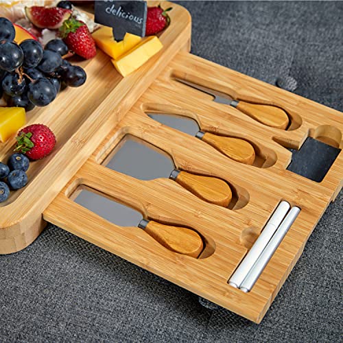 RoyalHouse Large Premium Natural Bamboo Bread Cutting Board with Crumb  Tray, Bread Serving Tray for Kitchen