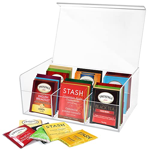 Acrylic Tea Bag Holder Storage Organizer, 6 Compartment