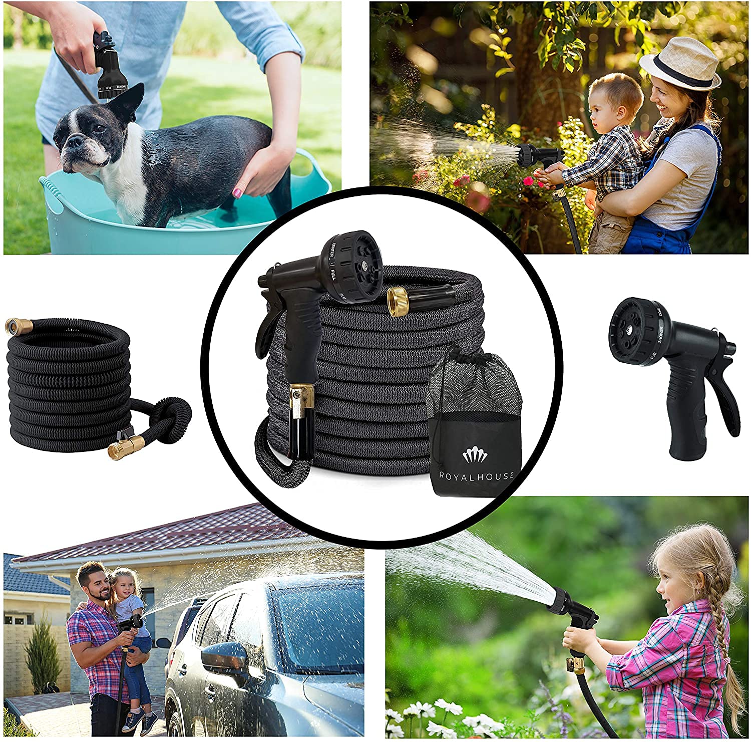 Black Expandable Garden Hose with 25/50/75/100 feet Options